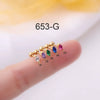 Fashion Metal Geometric Electroplating Women's Puncture Earrings With Mini Colorful Horse Eye Zircon