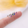 Fashion Metal Geometric Electroplating Women's Puncture Earrings With Mini Colorful Horse Eye Zircon