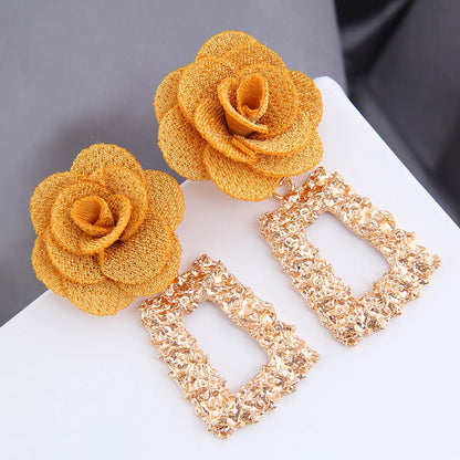 Fashion Metal Geometric Shape Flower Exaggerated Earrings Wholesale Nihaojewelry