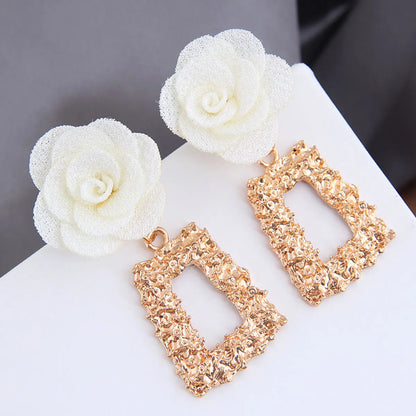 Fashion Metal Geometric Shape Flower Exaggerated Earrings Wholesale Nihaojewelry