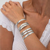 Fashion Metal Glossy Plain Faceted Spring Ring Bracelet Electroplated