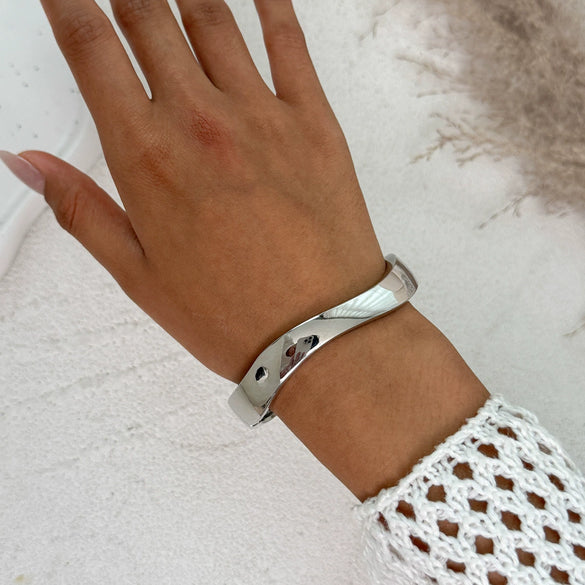 Fashion Metal Glossy Plain Faceted Spring Ring Bracelet Electroplated