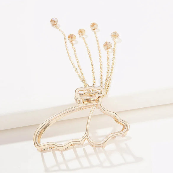 Fashion Metal Grip Butterfly Barrettes Women'S Tassel Pendant Hair Accessories