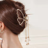 Fashion Metal Grip Butterfly Barrettes Women'S Tassel Pendant Hair Accessories