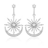 Fashion Metal Handmade Women's Earrings With Sun Goddess Star Moon Rhinestone Design