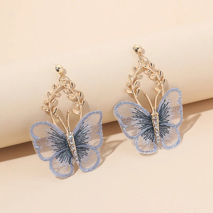 Fashion Metal Lace Butterfly Earrings Wholesale