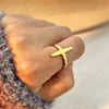 Fashion Metal Retro Stainless Steel Open Hammer Heart Shape Ring For Women