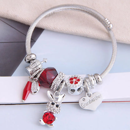 Fashion Metal Wild Pan Dl Simple And Wild Shine Bunny Pendant Multi-Element Accessories Personalized Bracelet Wholesale Nihaojewelry