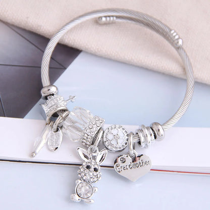 Fashion Metal Wild Pan Dl Simple And Wild Shine Bunny Pendant Multi-Element Accessories Personalized Bracelet Wholesale Nihaojewelry