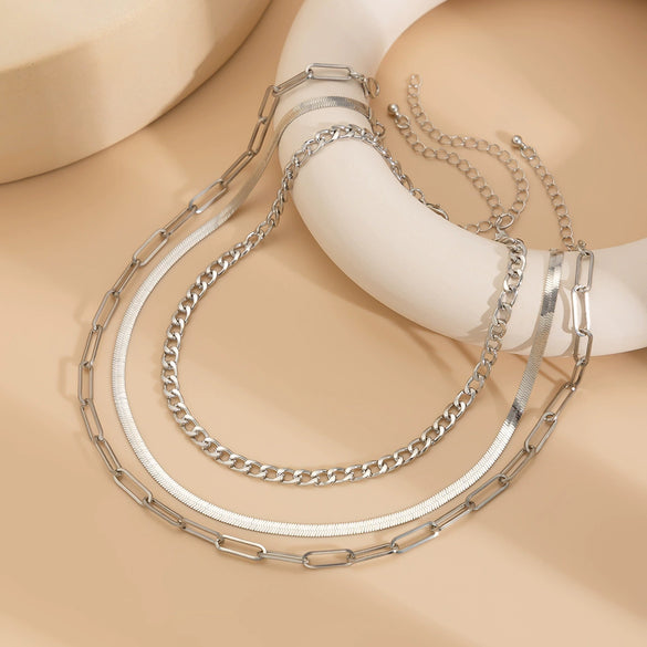 Fashion Metallic Snake Bone Chain Necklace Geometric Iron Copper Electroplated For Women