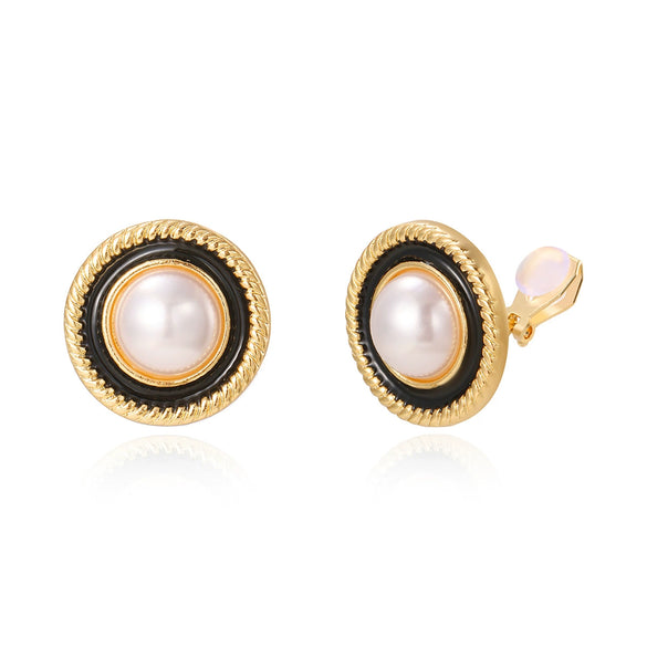 Fashion Metallic Women's Ear Clip Without Ear Holes Copper Geometric Style Set With Diamonds