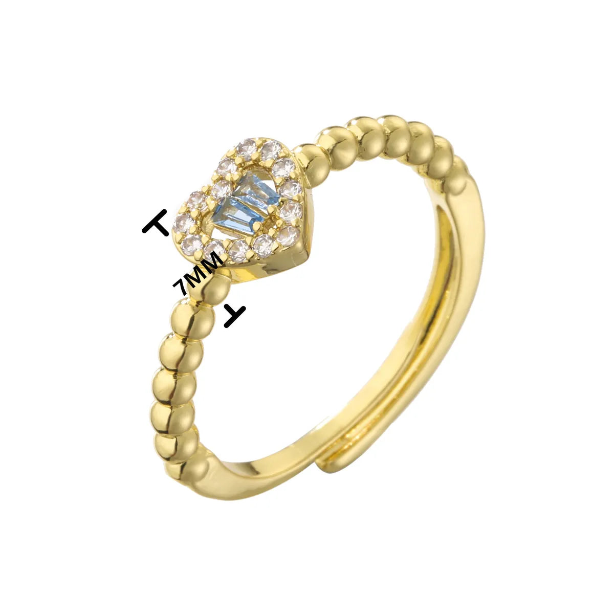 Fashion Micro Inlaid Heart-Shaped Zircon Opening Adjustable Ring