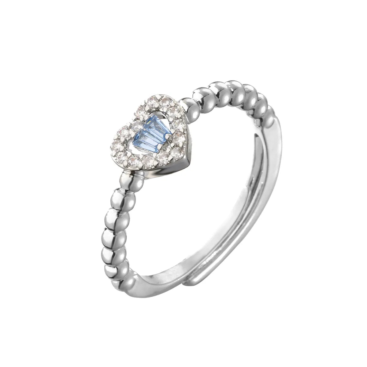 Fashion Micro Inlaid Heart-Shaped Zircon Opening Adjustable Ring