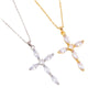 Fashion Microembedded Cross Necklace Titanium Steel Mixed Gem Inlay Geometric Ochain Electroplating Unisex