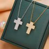 Fashion Microembedded Cross Necklace Titanium Steel Mixed Gemstone Inlay Geometric O Chain Electroplating