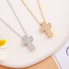 Fashion Microembedded Cross Necklace Titanium Steel Mixed Gemstone Inlay Geometric O Chain Electroplating