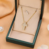 Fashion Microembedded Cross Necklace Titanium Steel Mixed Gemstone Inlay Geometric O Chain Electroplating