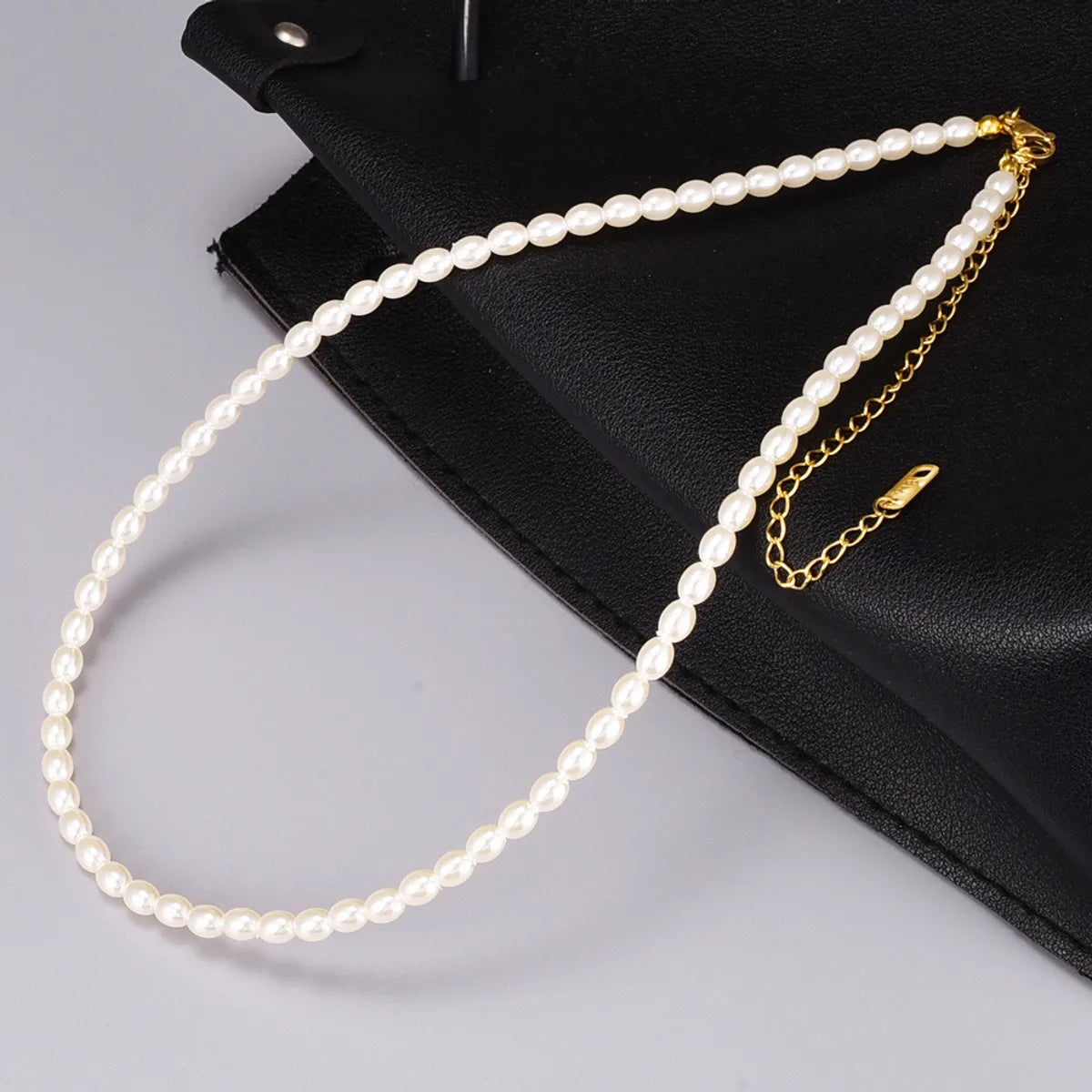 Fashion Millet Bead Titanium Steel Plated 18k Gold Clavicle Chain Necklace