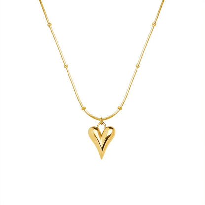 Fashion Heart-shaped Clavicle Necklace Titanium Steel Material Colorfast