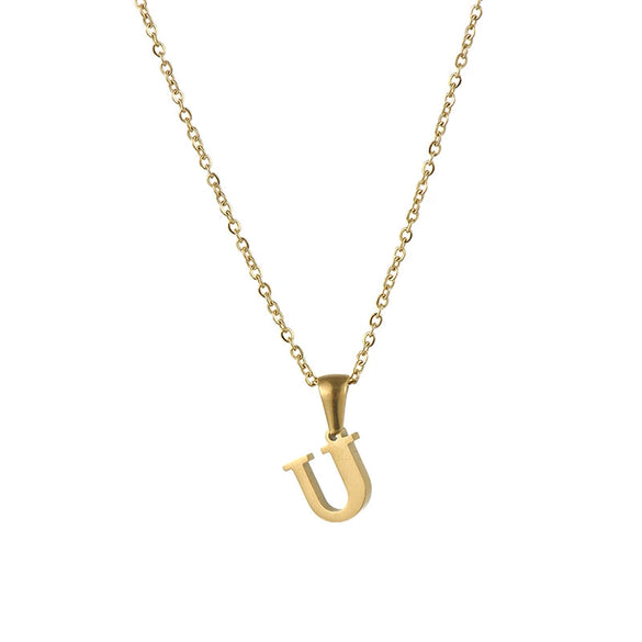 Fashion Mini Letter 316L Stainless Steel Necklace For Women With Electroplating Treatment