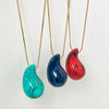 Fashion Minimalist Acrylic Water Drop Pendant Necklace With Stainless Steel Electroplated 18K Gold Snake Bone Chain