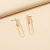 Fashion Minimalist Alloy Paperclip Pendant Drop Earrings With Electroplated Metal Finish Long Slim Statement Style For Women