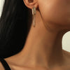 Fashion Minimalist Alloy Paperclip Pendant Drop Earrings With Electroplated Metal Finish Long Slim Statement Style For Women