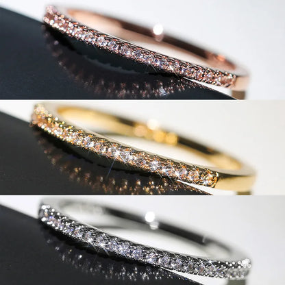 Fashion Minimalist Copper Micro-Encrusted Zircon Ring Simple Index Finger Ring