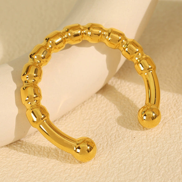Fashion Minimalist Geometric 316L Stainless Steel Cshaped Open Bracelet 18K Goldplated