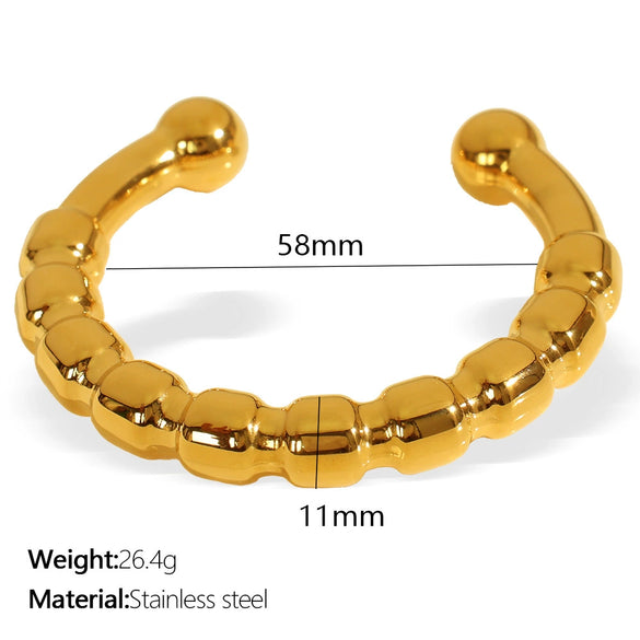 Fashion Minimalist Geometric 316L Stainless Steel Cshaped Open Bracelet 18K Goldplated