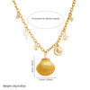 Fashion Minimalist Stainless Steel Goldplated Shell Round Threedimensional Butterfly Starfish Pendant Chain Necklace For Women