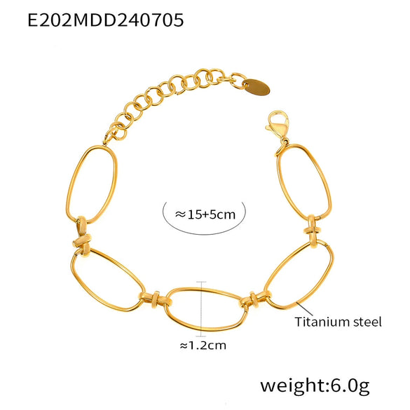 Fashion Minimalistic Casual Allmatch Jewelry Geometric Shaped 316L Stainless Steel Goldplated Bracelet