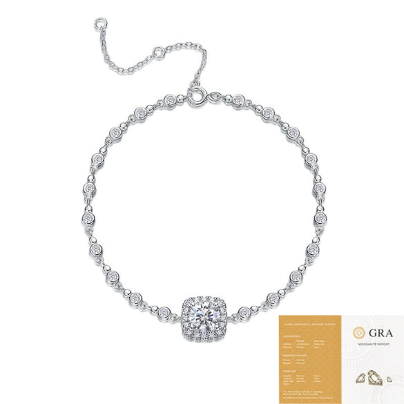 Fashion Moissanite S925 Sterling Silver Geometric Design Women's Light Luxury Highend Bracelet Set With Diamonds