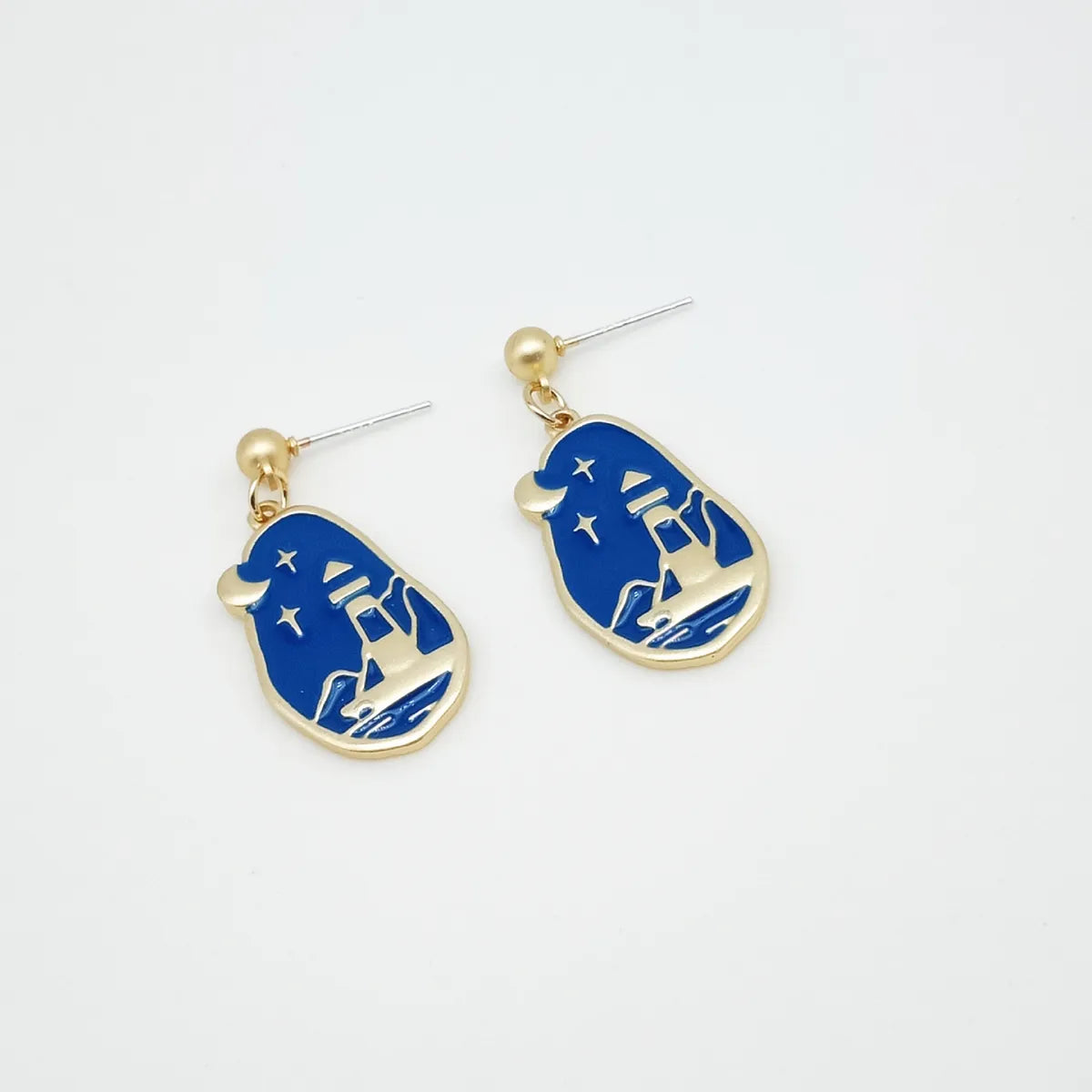 Fashion Moon Alloy Enamel Drop Earrings