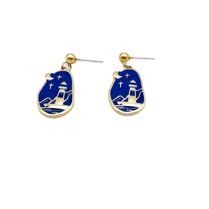 Fashion Moon Alloy Enamel Drop Earrings