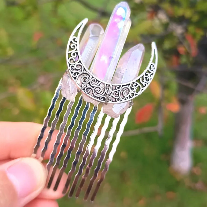 Fashion Moon Artificial Crystal Alloy Hair Combs 1 Piece