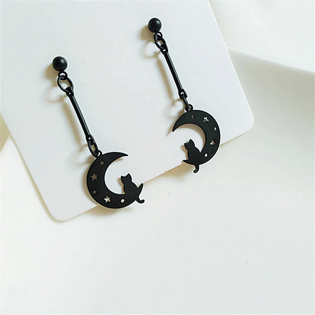 Fashion Moon Cat Metal Plating Women's Drop Earrings 1 Pair