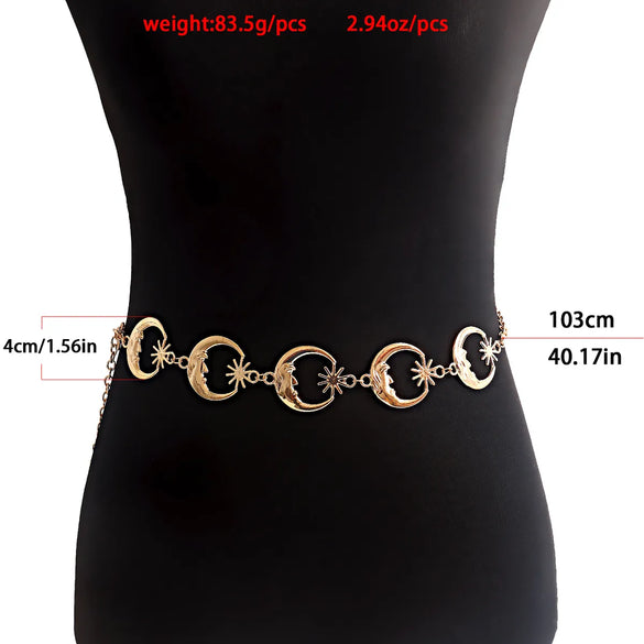 Fashion Moon Metal Plating Waist Chain