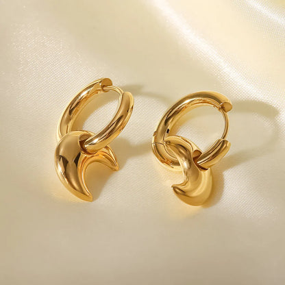 Fashion Moon Stainless Steel Earrings Gold Plated Stainless Steel Earrings