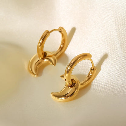 Fashion Moon Stainless Steel Earrings Gold Plated Stainless Steel Earrings