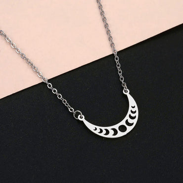 Fashion Moon Stainless Steel Plating Pendant Necklace 1 Piece