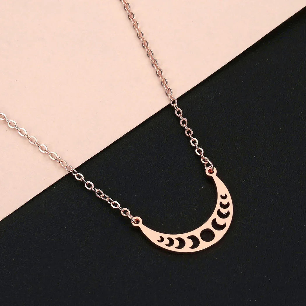 Fashion Moon Stainless Steel Plating Pendant Necklace 1 Piece