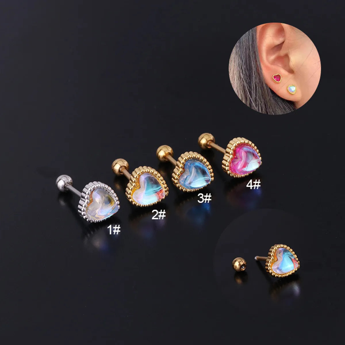 Ear Cartilage Rings & Studs Lady Geometric Copper Plating Artificial Gemstones