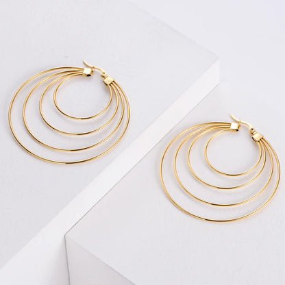 Exaggerated Water Droplets Plating Stainless Steel No Inlaid 18K Gold Plated Earrings