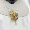 Fashion Multi Bead Natural Freshwater Pearl Flower Shaped Brooch Pin With Plaid Pattern Set With Pearls Copper Plated With Thick Real Gold For Women