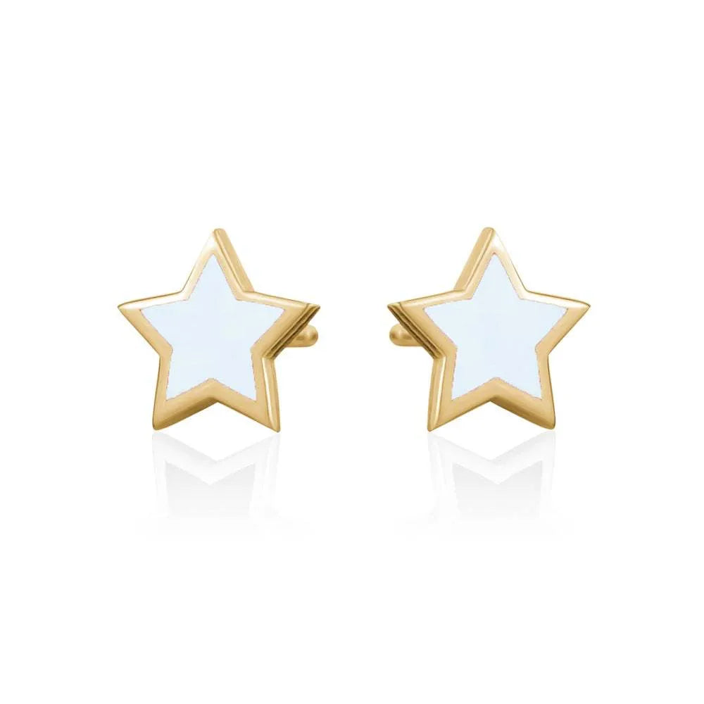 Fashion Multi-Color Drop Glue Star Simple Copper Stud Earrings