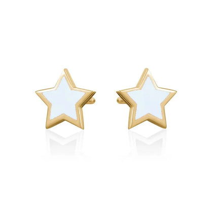 Fashion Multi-Color Drop Glue Star Simple Copper Stud Earrings