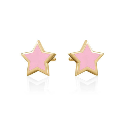 Fashion Multi-Color Drop Glue Star Simple Copper Stud Earrings