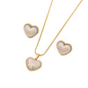 Fashion Multi Color Love Shaped Stainless Steel Necklace Suit With Electroplating For Women