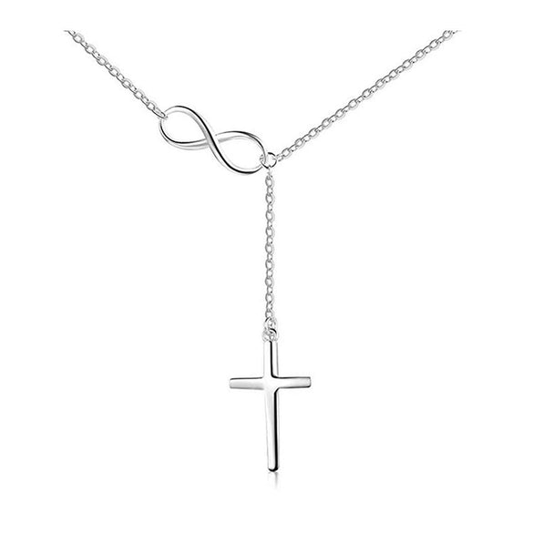 Fashion Multi Layer Copper Clavicle Necklace With Lucky Figure Eight Cross Geometric Pendant Electroplated O Shaped Chain For Women